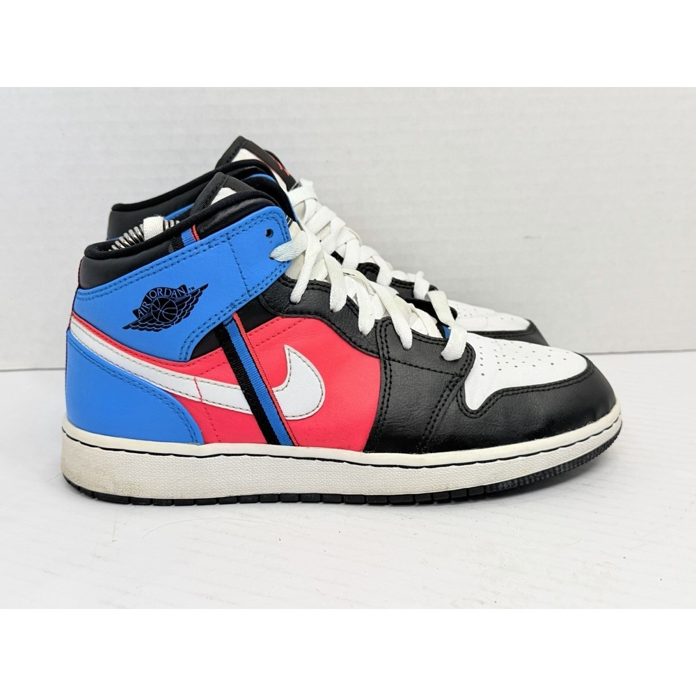 Nike Air Jordan 1 Mid Game Time GS Hyper‎ Pink Blue Black White 6Y CV4891-001